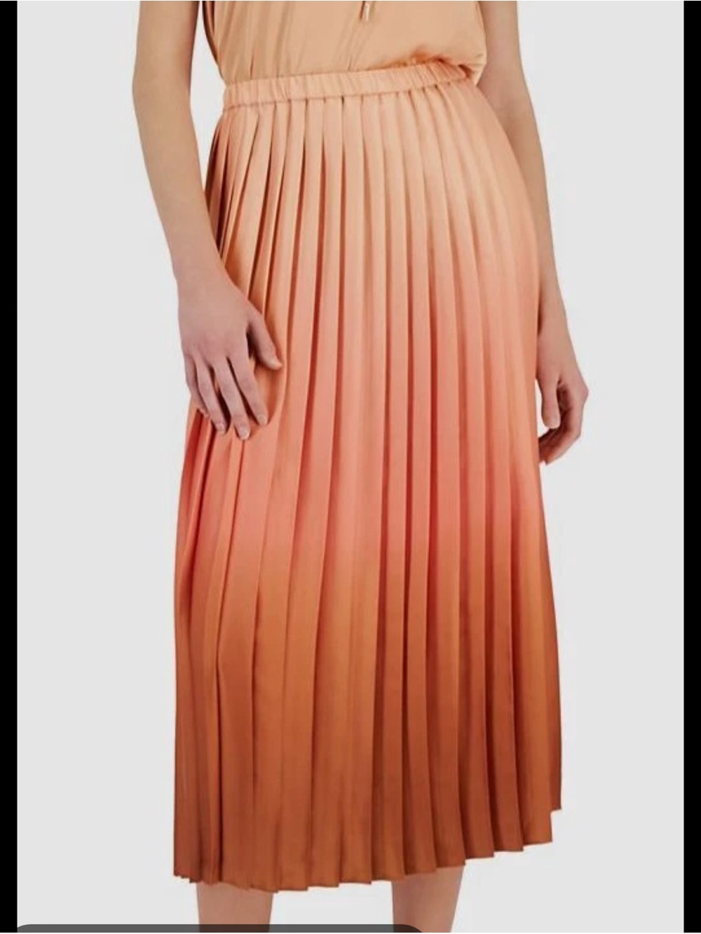 Anne Klein Pleated Pull-on Midi Skirt in Rose Clay Multi Ombré